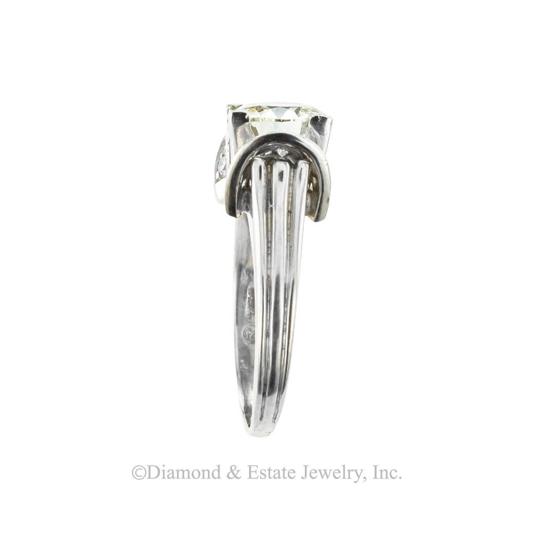 Modern GIA Report Certified 1.24 Carat Diamond White Gold Retro Engagement Ring