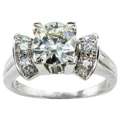 GIA Report Certified 1.24 Carat Diamond White Gold Retro Engagement Ring