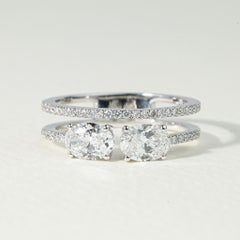 GIA Certified 1.4ct Oval-Cut Diamond Toi et Moi Engagement Ring in 18K WhiteGold
