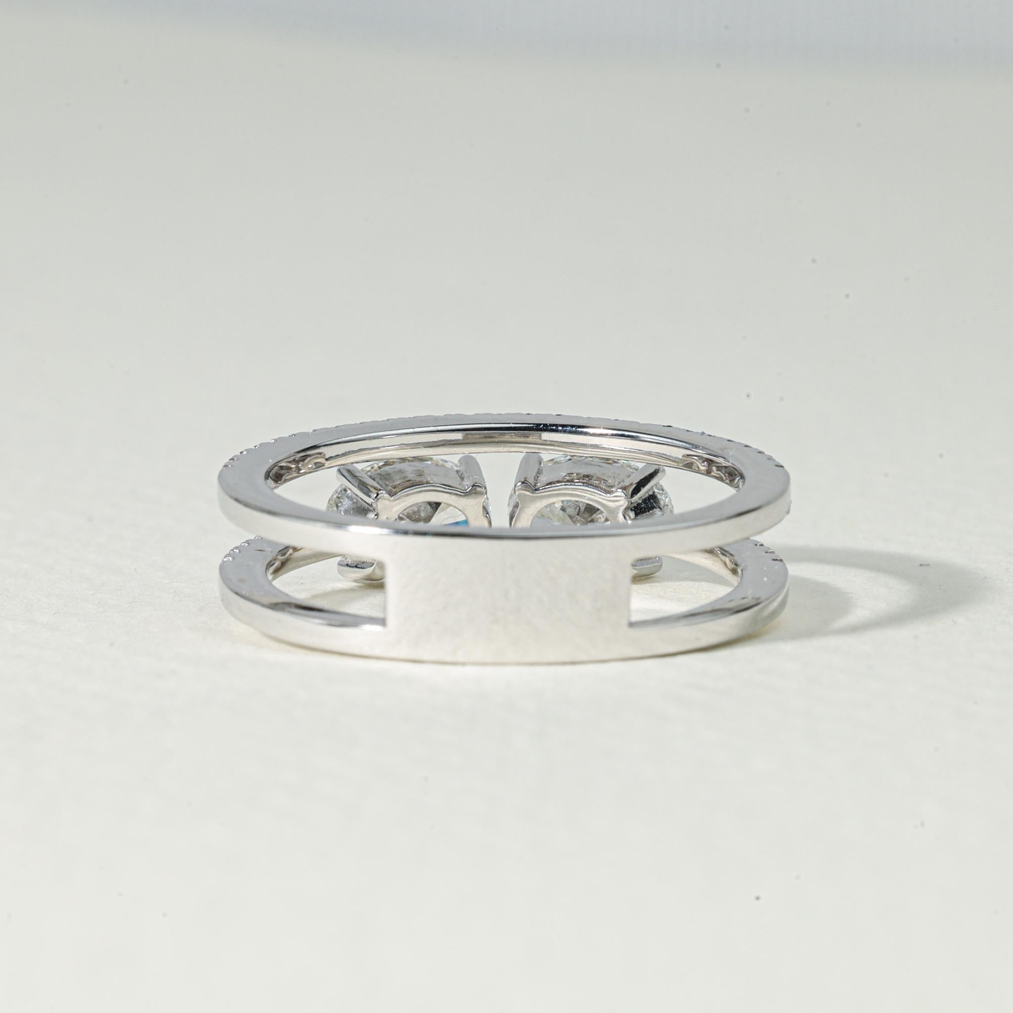 GIA Certified 1.4ct Oval-Cut Diamond Toi et Moi Engagement Ring in 18K WhiteGold In New Condition For Sale In Jaipur, RJ