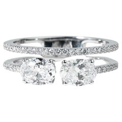 Anillo de compromiso Toi Et Moi con diamante de corte ovalado doble de 1,4 ct certificado por el informe GIA