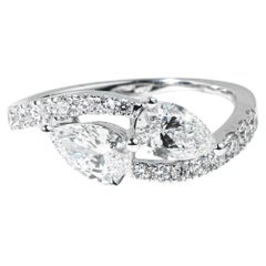 GIA Report Certified 1.5 ct Dual Pear Cut Diamond Toi Et Moi Engagement Ring