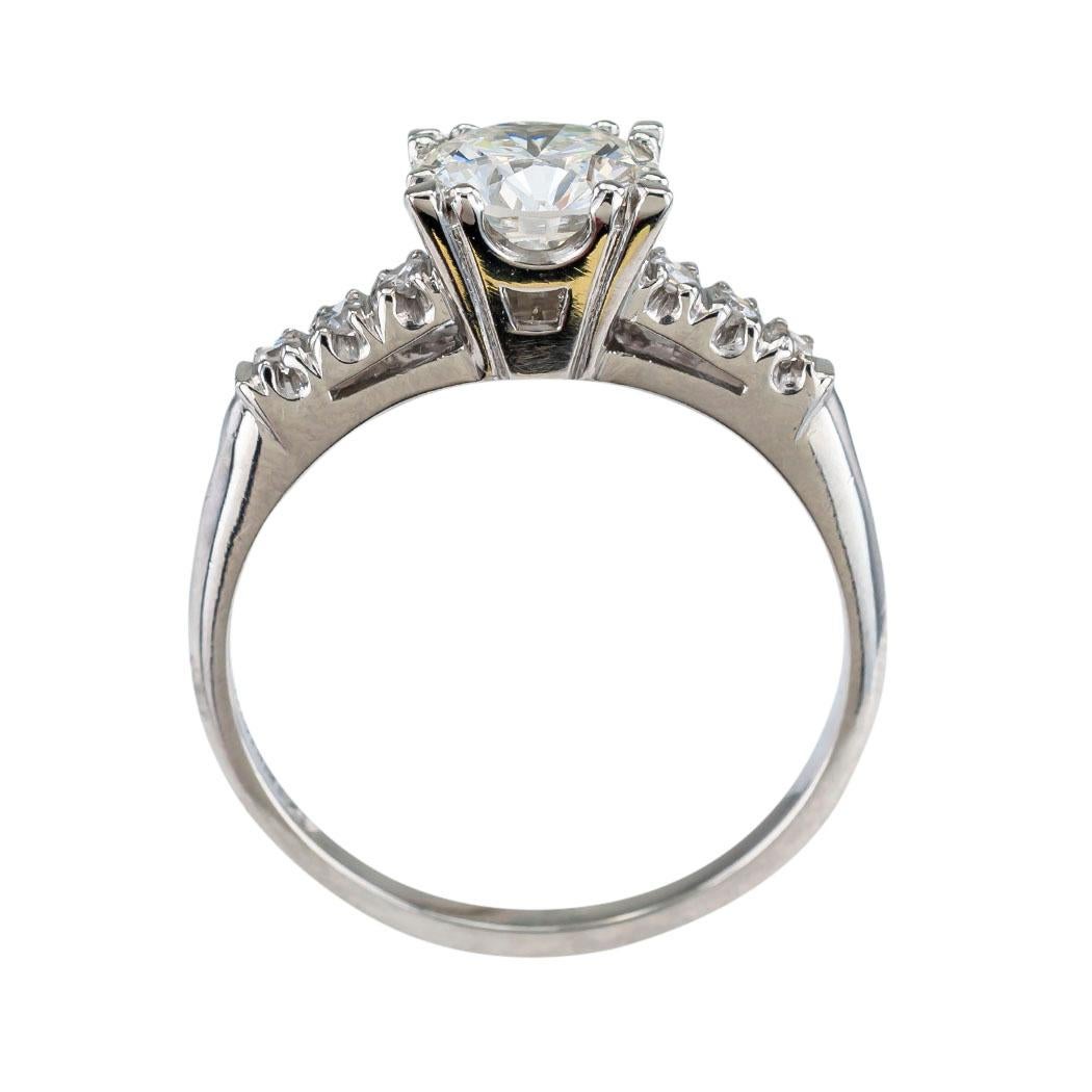 Round Cut GIA Report Certified 1.52 Carat Diamond Solitaire Platinum Engagement Ring