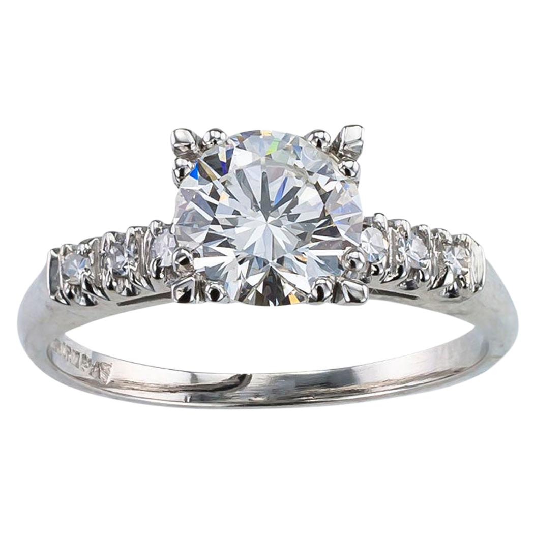 GIA Report Certified 1.52 Carat Diamond Solitaire Platinum Engagement Ring
