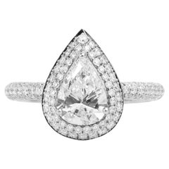 Rapporto GIA certificato 1,75 carati E VVS Diamante taglio pera 18k Anello di fidanzamento aureolato