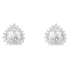 GIA Report Certified 1.8 Carats Heart G VS Natural Diamond Halo Stud Earrings