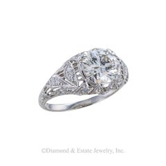 GIA Report Certified 1.84 Carats Diamond Platinum Edwardian Engagement Ring