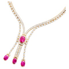 GIA Report Certified 18K Gold Ruby Necklace