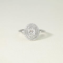 GIA Certified 1.5ct Oval-Cut Diamond Double Halo Engagement Ring – 18K WhiteGold