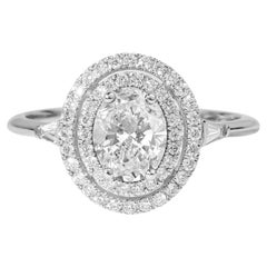 GIA Report Certified 2 Carat D VS Oval Cut Diamond Double Halo Engagement Ring