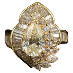 Natural Certified 2 Carat Diamond Yellow Gold Engagement Ring Bridal Ring