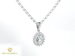2,00ct GIA Oval-Cut Diamant Halo-Anhänger mit Marquise Akzente in 18K Weißgold