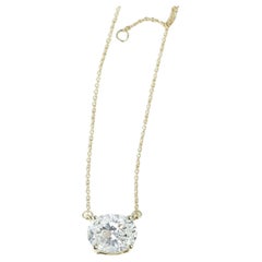 GIA Report Certified 2 Carat Oval Cut Diamond 18k Yellow Gold Pendant