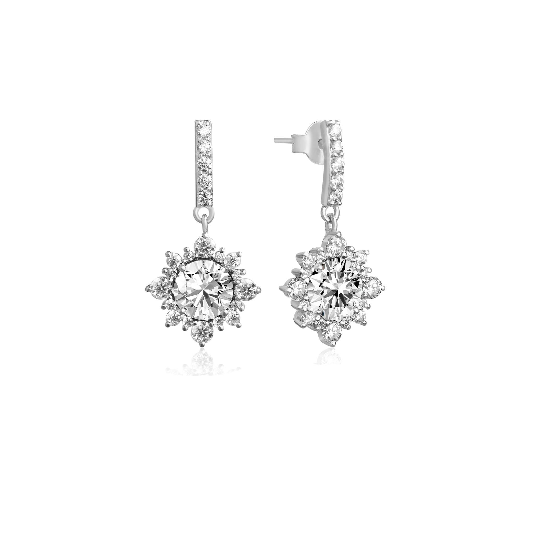 Round Cut GIA Report Certified 2 carats TCW G VS Diamond Round Drop Dangle Earrings  For Sale