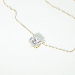 GIA Certified 2ct Natural Oval-Cut Diamond Solitaire Pendant in 18K Yellow Gold