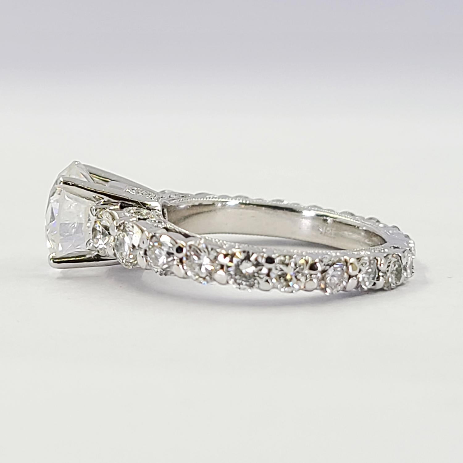 Round Cut GIA Report Certified 2.01 Carat Round Diamond Engagement Ring