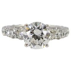 GIA Report Certified 2.01 Carat Round Diamond Engagement Ring