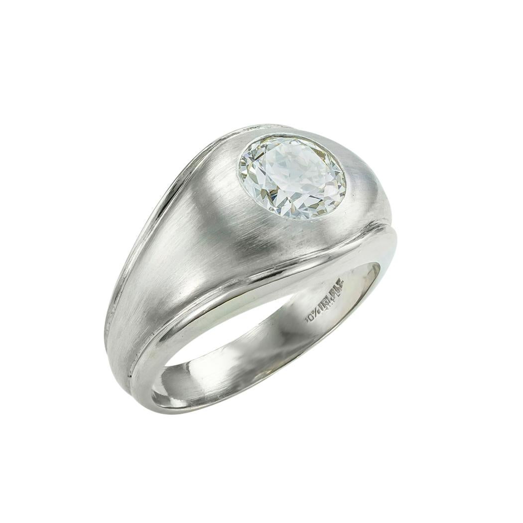 Art Deco GIA Report Certified 2.07 Carats Diamond Platinum Ring Size 9.75