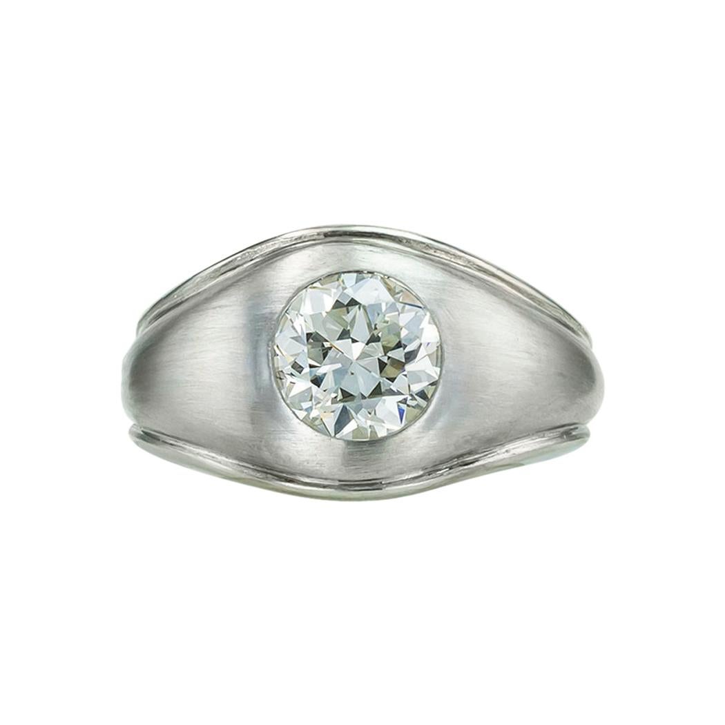 GIA Report Certified 2.07 Carats Diamond Platinum Ring Size 9.75 In Good Condition In Los Angeles, CA