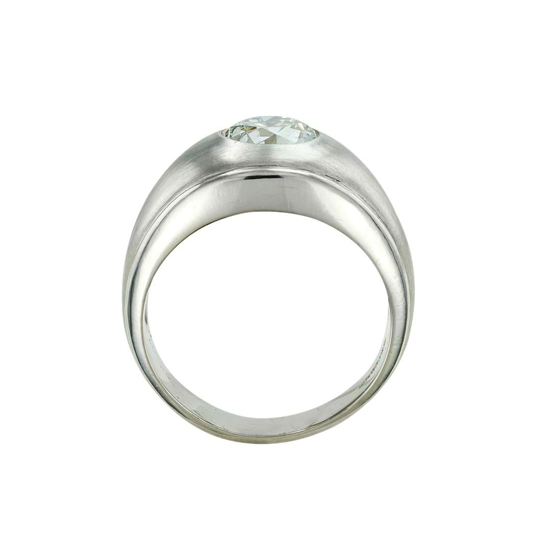 Women's or Men's GIA Report Certified 2.07 Carats Diamond Platinum Ring Size 9.75