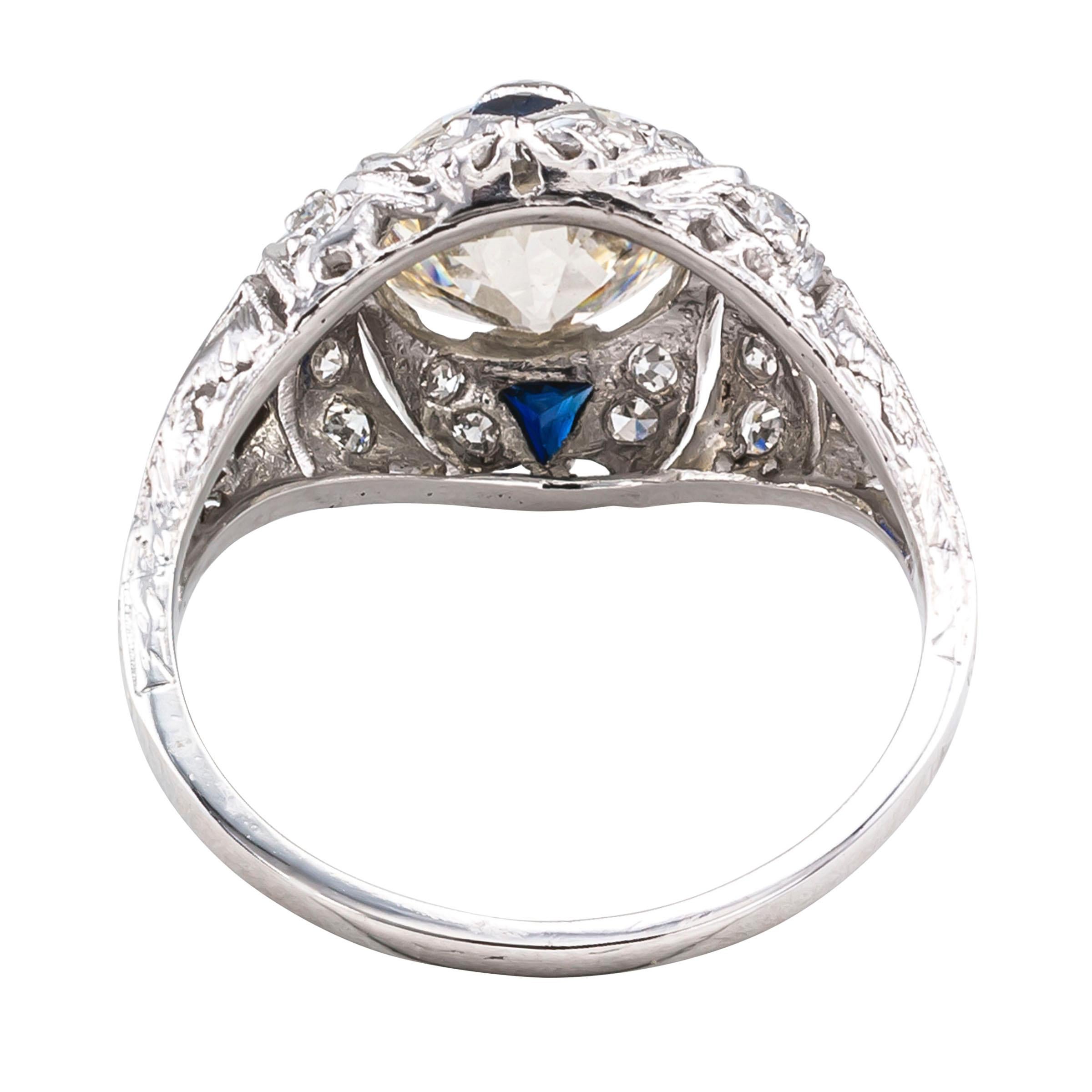 GIA Report Certified 2.10 Carat Diamond Art Deco Engagement Ring 1