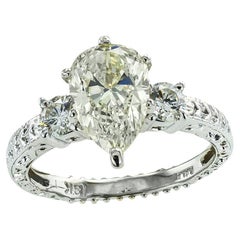 Used GIA Report Certified 2.20 Carats Pear Shaped Diamond Engagement Ring