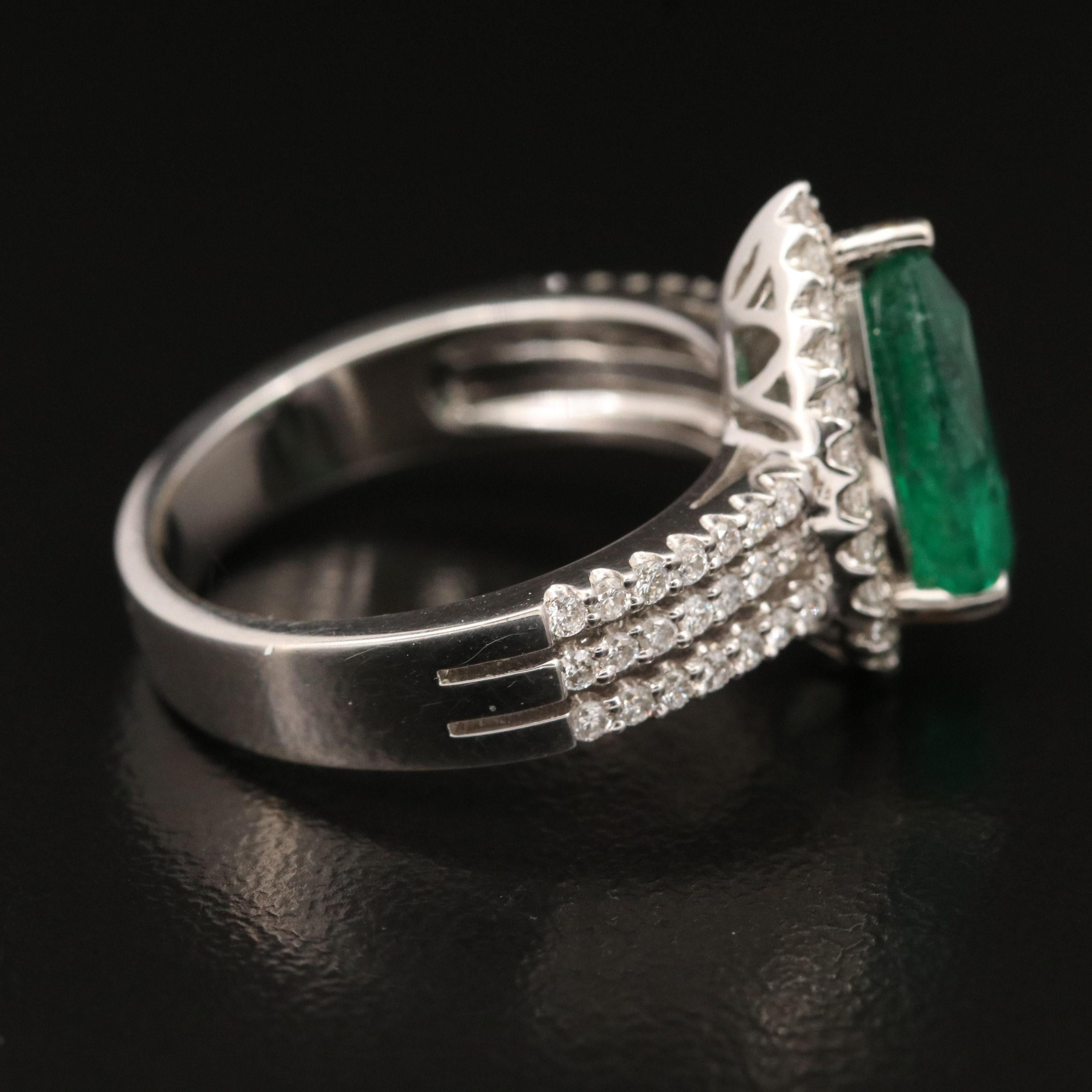 For Sale:  Certified 2.2 Carat Emerald and Diamond White Gold Engagement Ring Cocktail Ring 2
