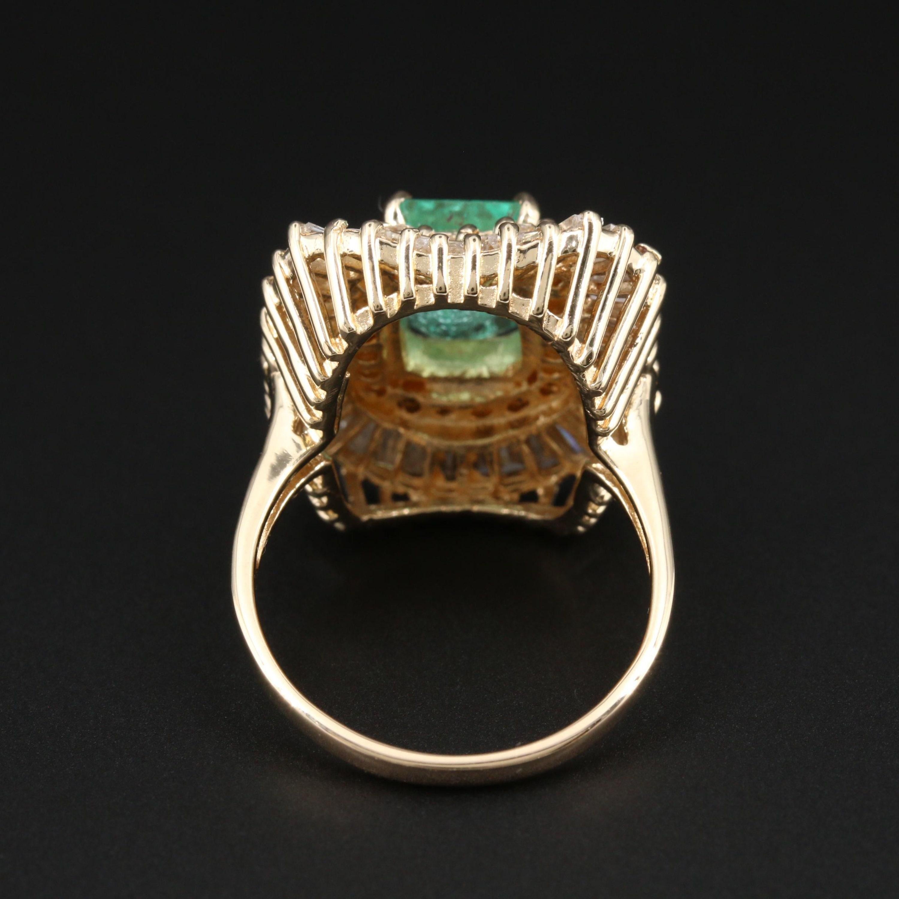 For Sale:  2.36 Carat Colombian Emerald and Diamond Yellow Gold Engagement Ring Bridal Ring 2