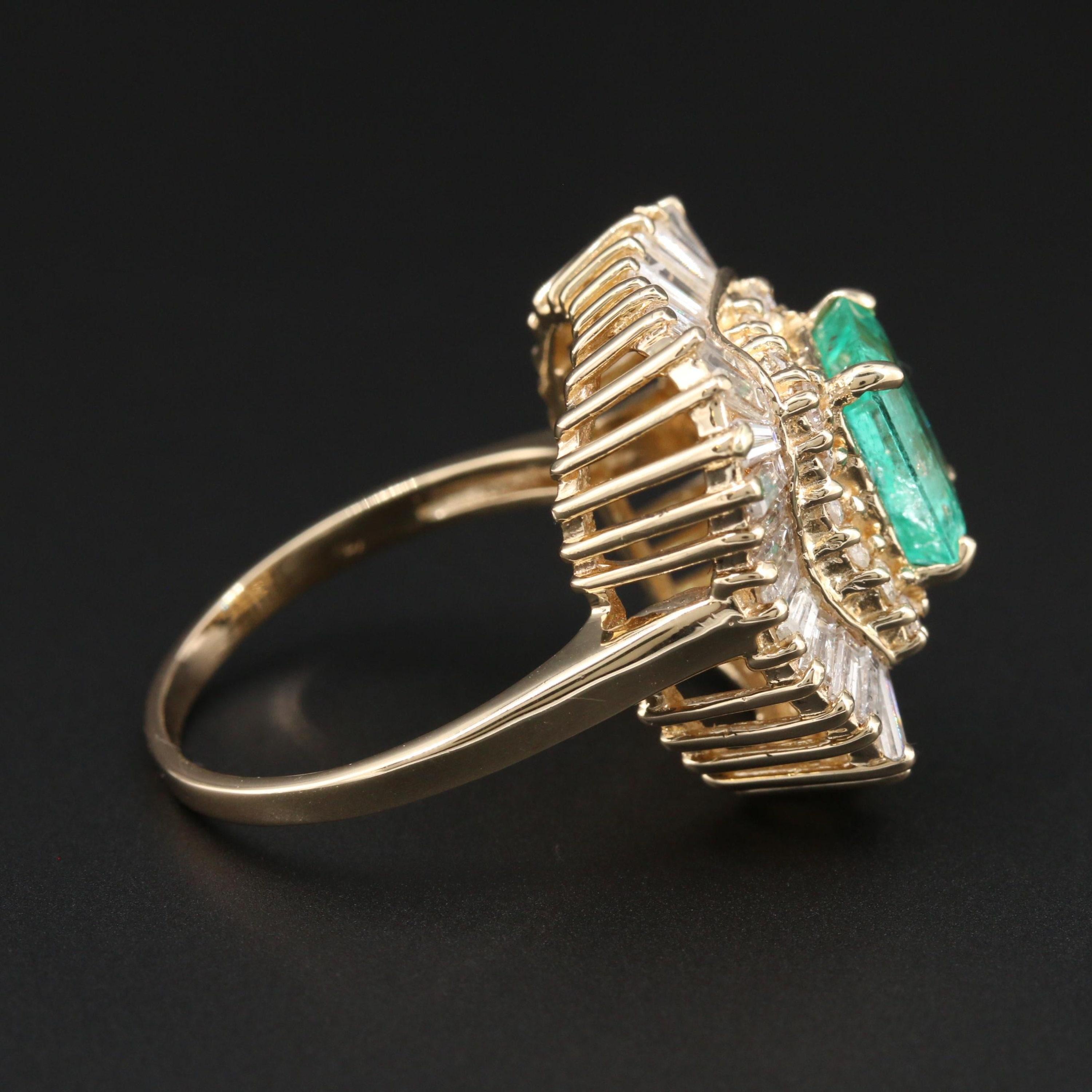 For Sale:  2.36 Carat Colombian Emerald and Diamond Yellow Gold Engagement Ring Bridal Ring 5