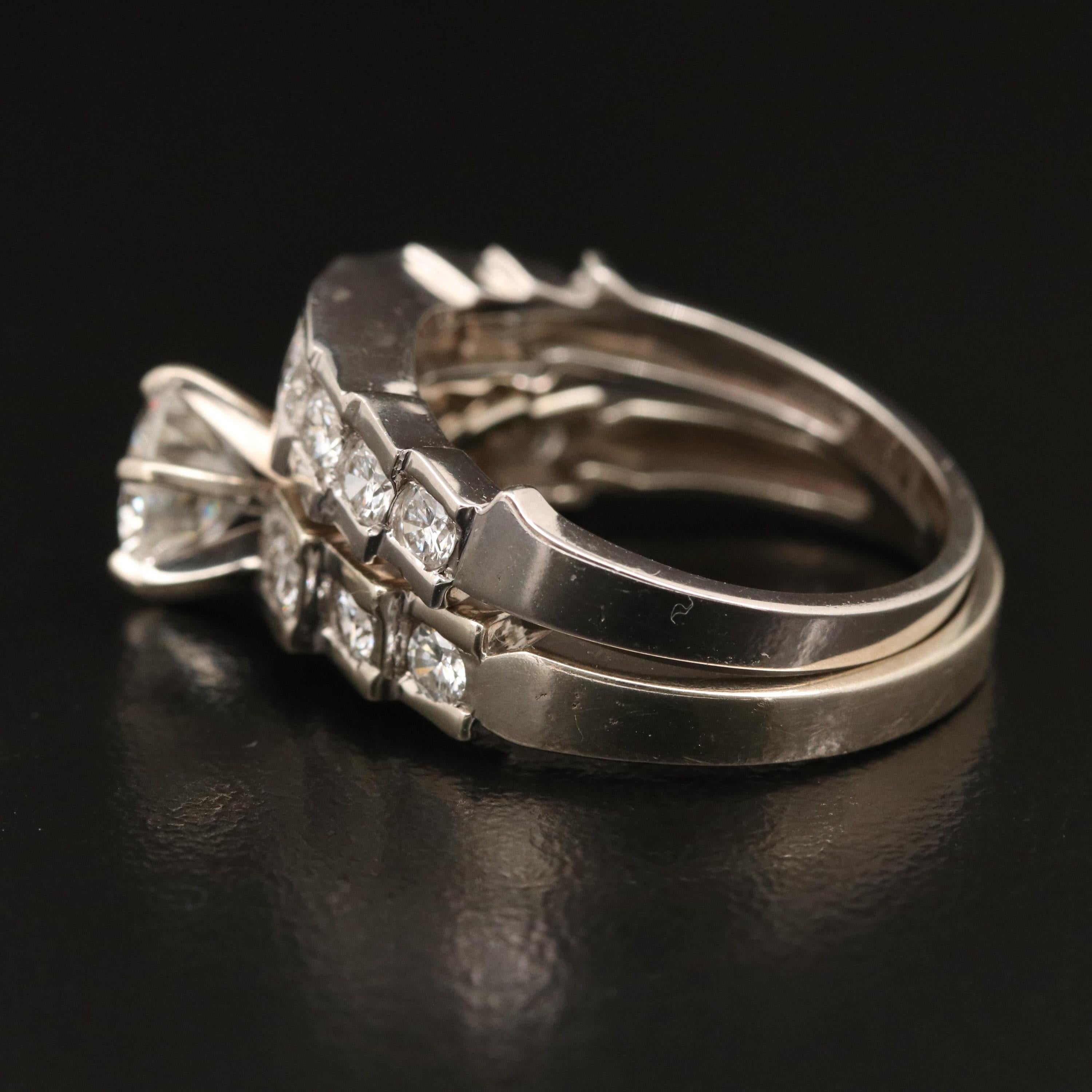 For Sale:  Natural 1.32 Carat Diamond White Gold Bridal Engagement Ring Set Wedding Ring 3
