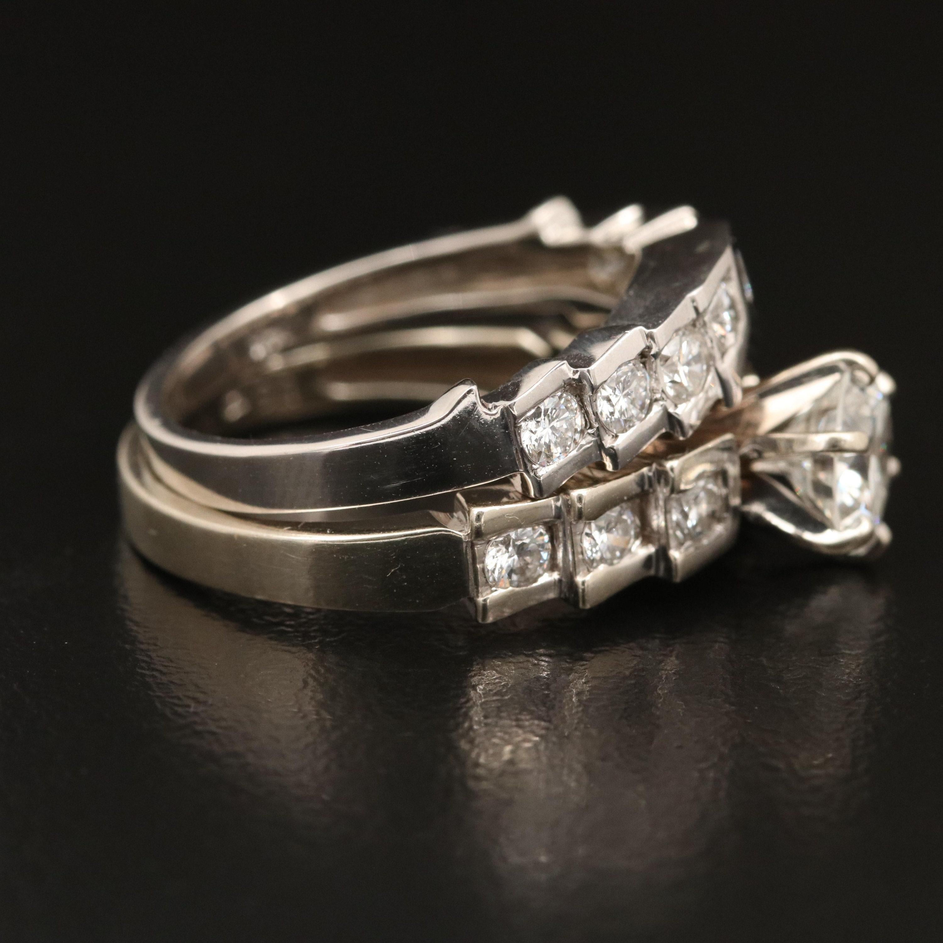 For Sale:  Natural 1.32 Carat Diamond White Gold Bridal Engagement Ring Set Wedding Ring 5
