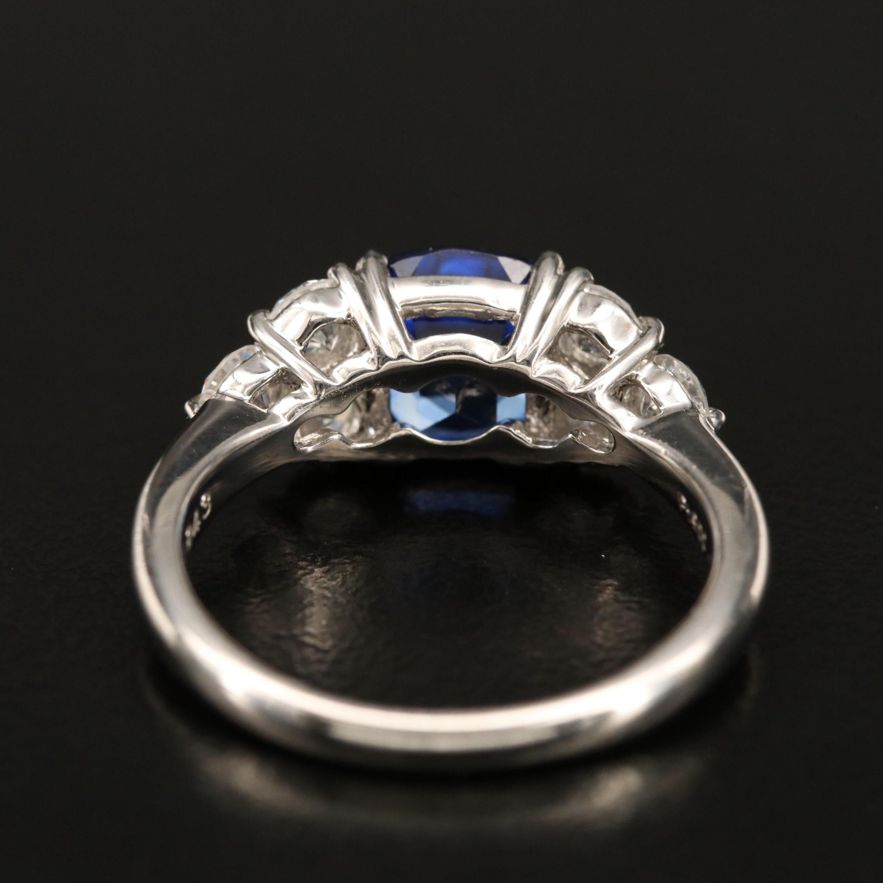 For Sale:  2.67 Carat Sapphire and Diamond White Gold Engagement Ring Bridal Statement Ring 2
