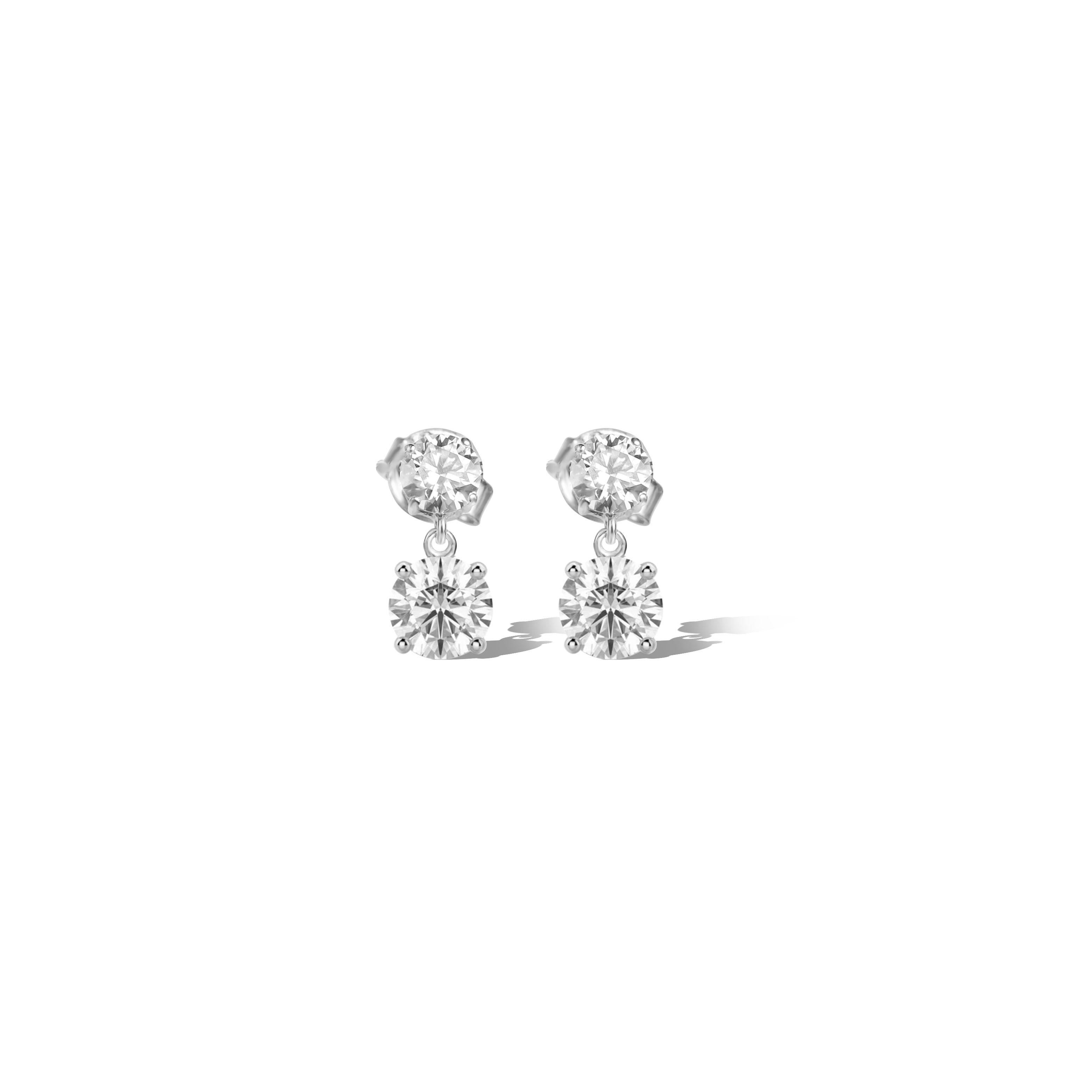 Art Deco GIA Certified 2.7tcw Natural Diamond Dual Drop Dangle Earrings in 18K White Gold For Sale