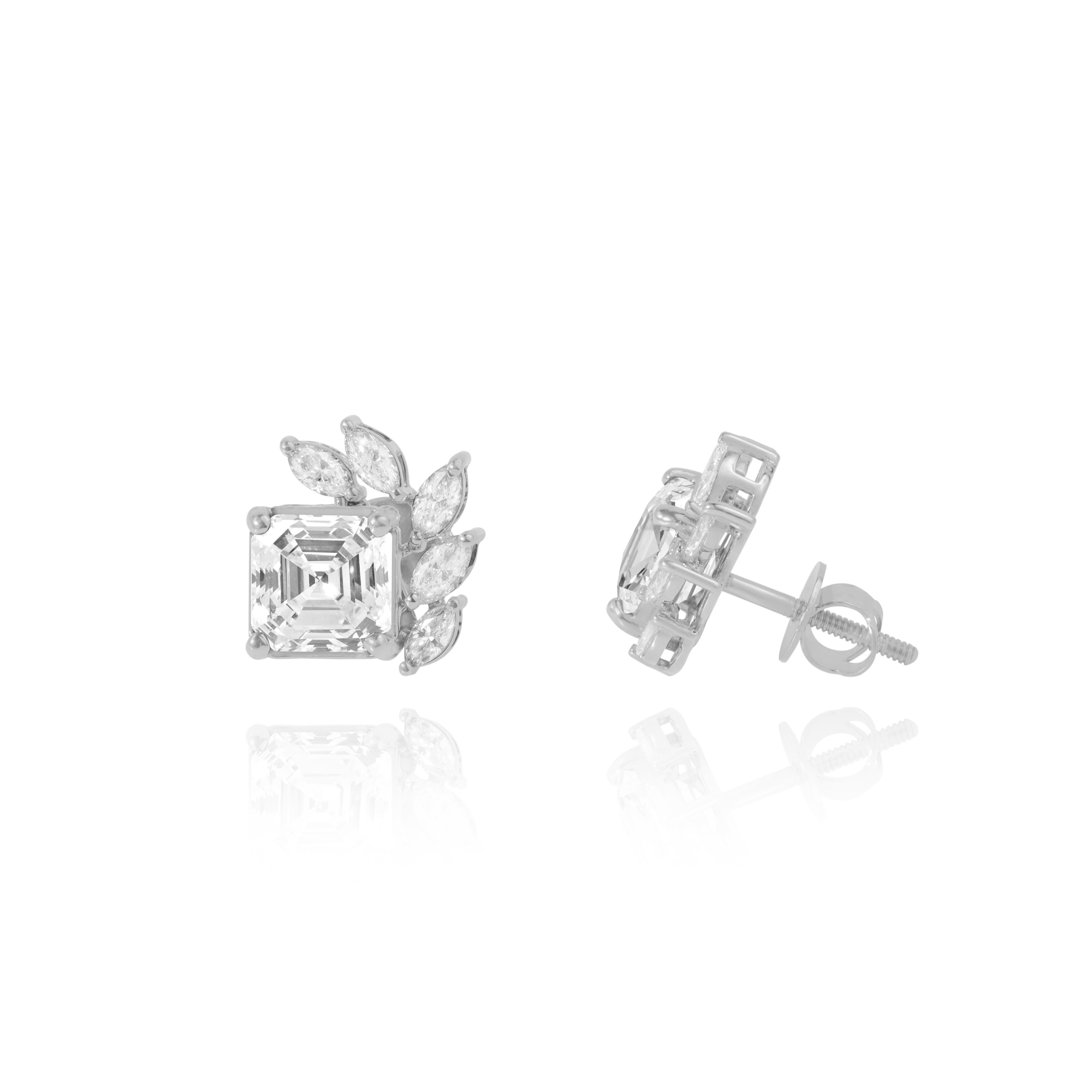 Asscher Cut GIA Report Certified 3 Carat Asscher G VS Natural Diamond Halo Stud Earrings For Sale