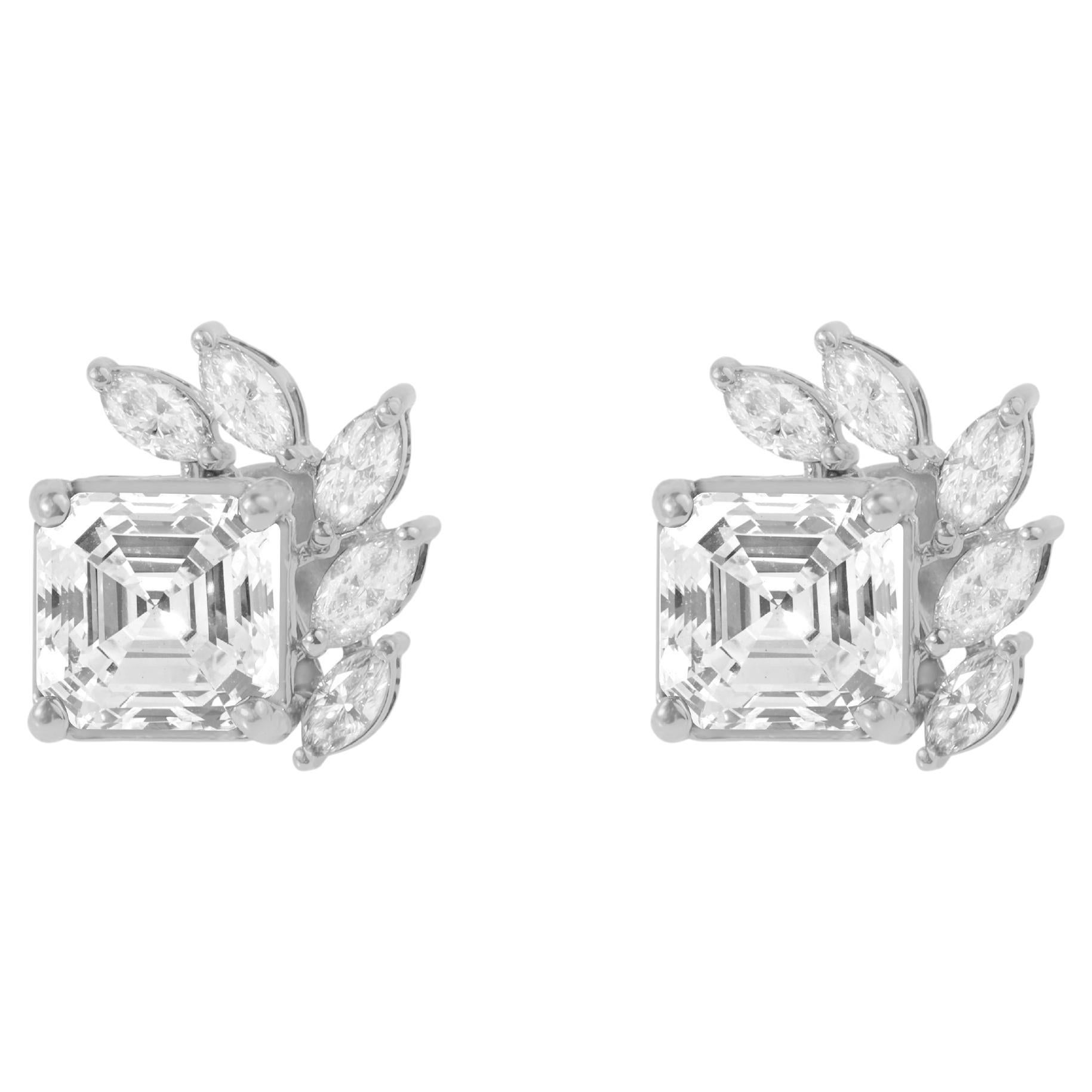GIA Report Certified 3 Carat Asscher G VS Natural Diamond Halo Stud Earrings