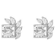 GIA Report Certified 3 Carat Asscher G VS Natural Diamond Halo Stud Earrings