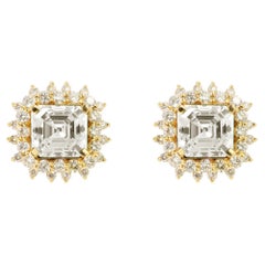GIA Bericht zertifiziert 3 Karat Asscher G VS Natural Diamond Halo Ohrstecker