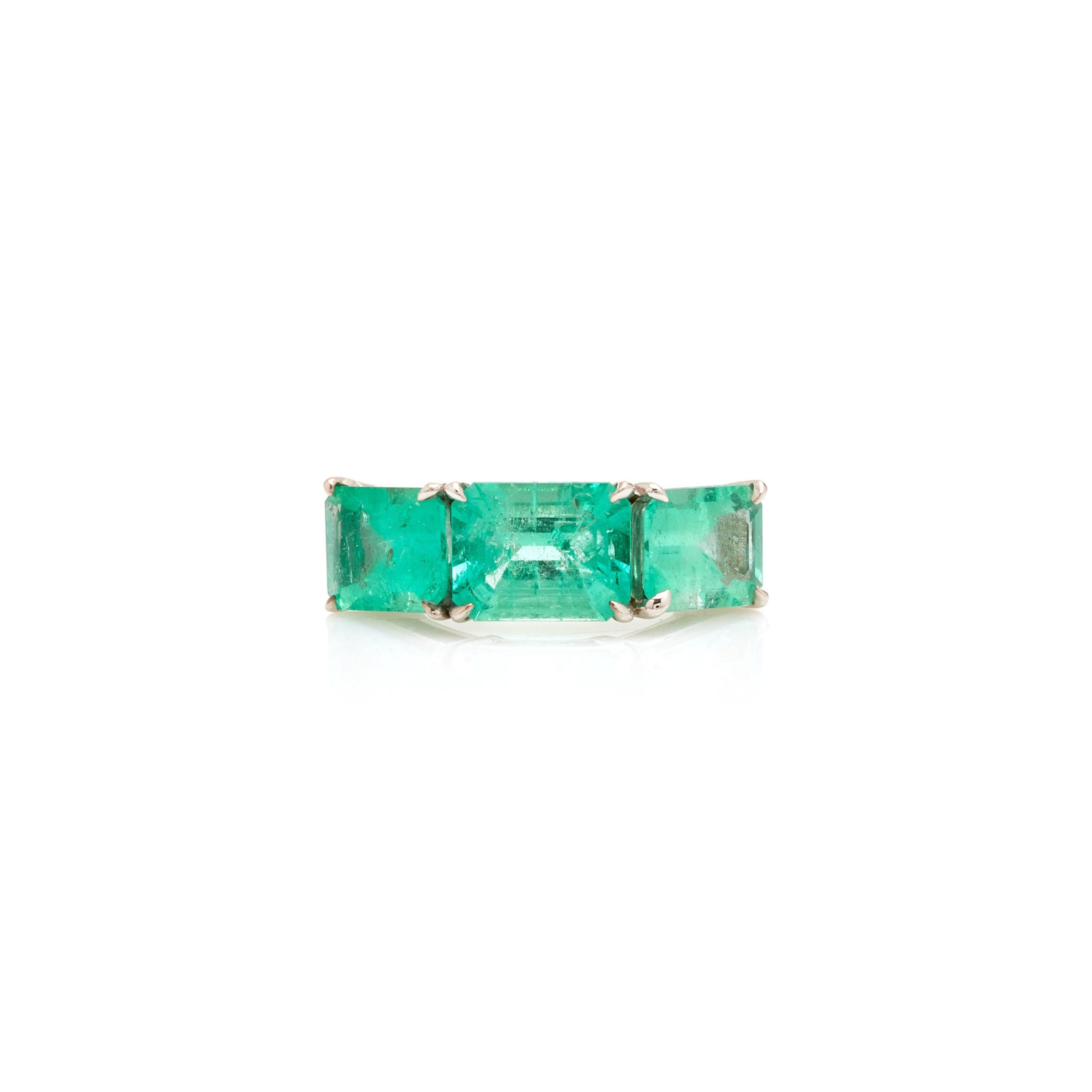 For Sale:  GIA Report Certified 3 Carat Emerald Yellow Gold Engagement Ring Cocktail Ring 5