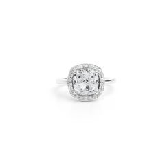 GIA Certified 3ct Cushion-Cut Diamond Halo Engagement Ring in 18K White Gold