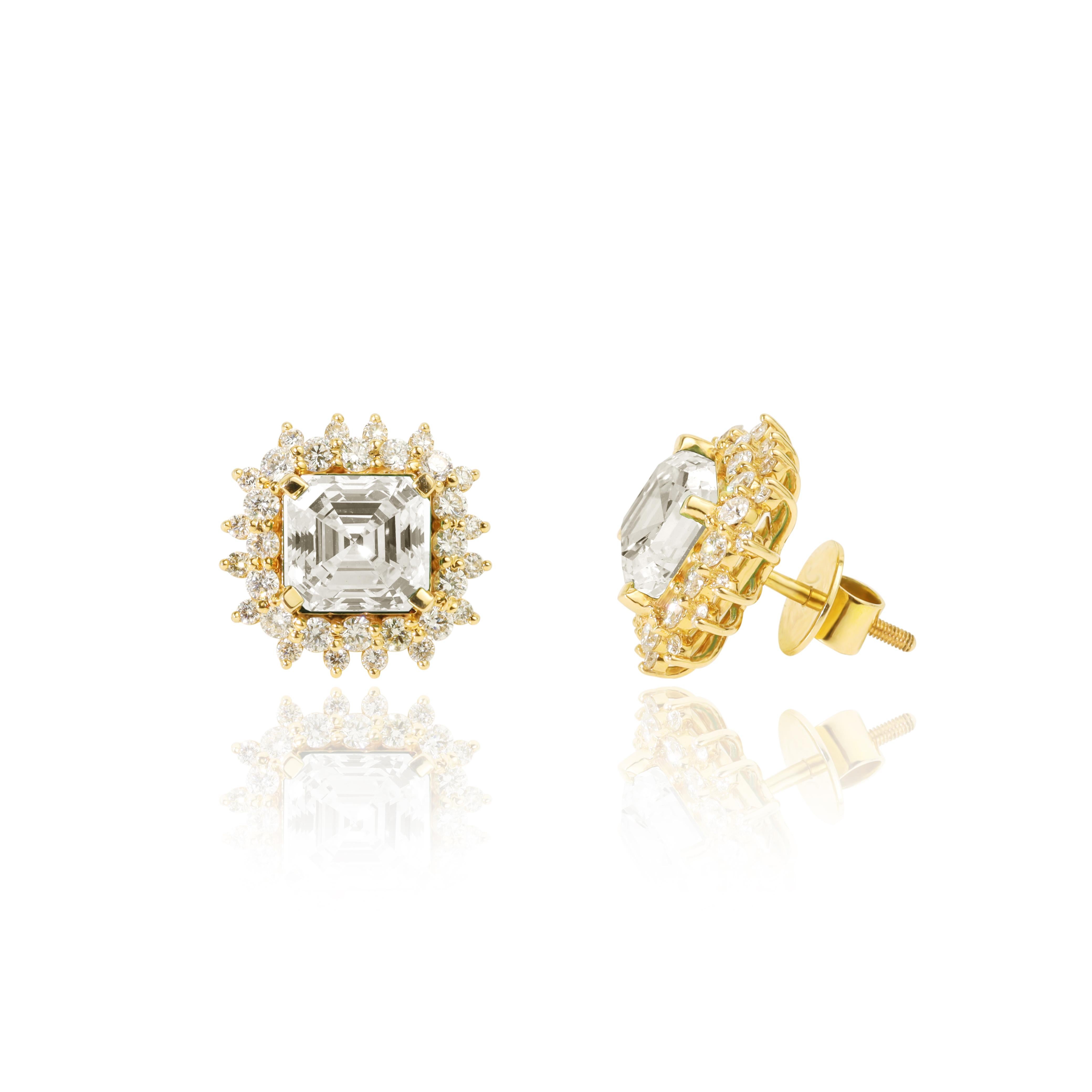 4 Carat Asscher G VS Natural Diamond Halo Stud Earring In 18K Solid Yellow Gold


Available in 18k Yellow Gold.

Same design can be made also with other custom gemstones per request.

Product details:

💎Earth-mined Natural Diamond💎
🌸Cut: