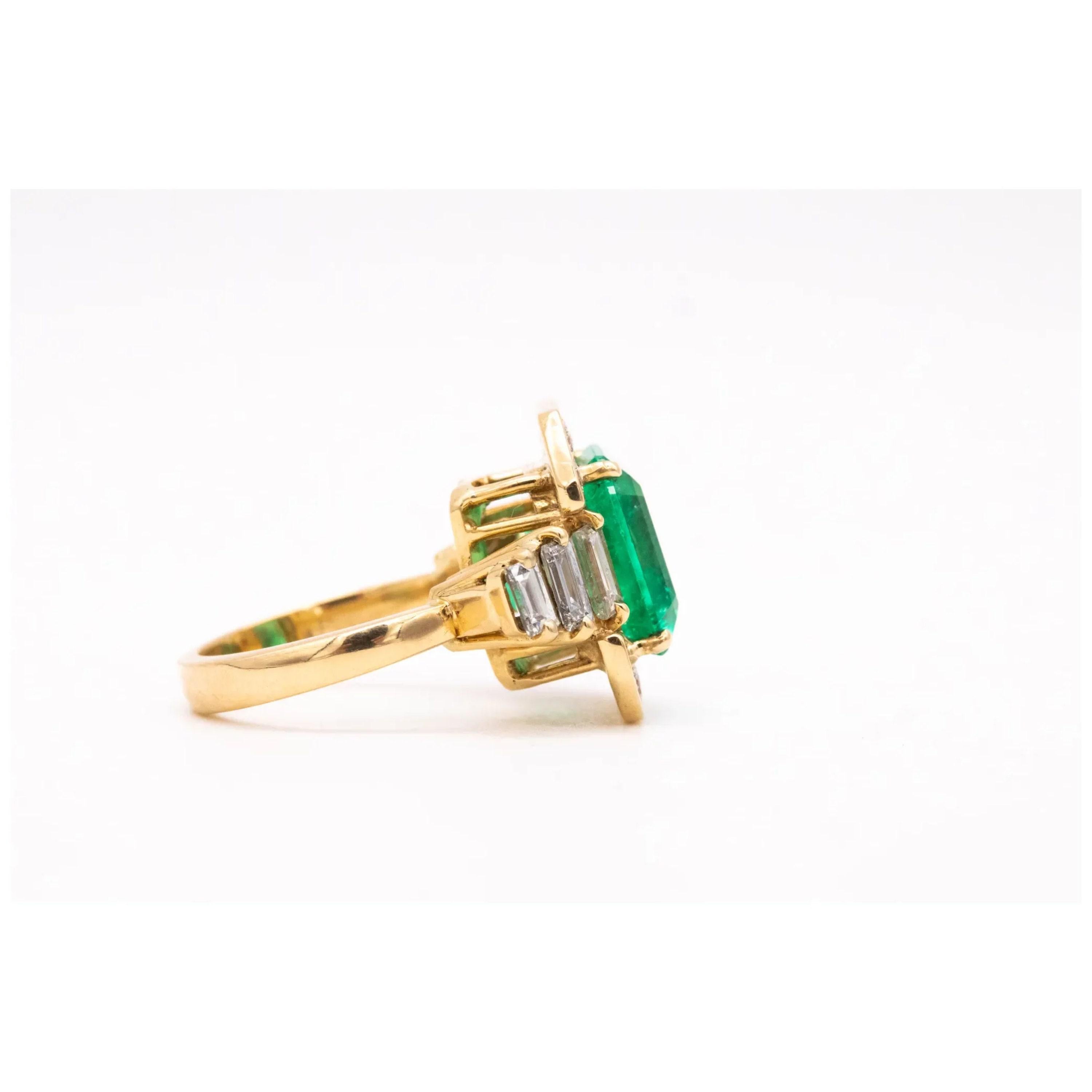 For Sale:  Certified 4.03 Carat Emerald Diamond Vintage Style Cocktail Ring in 18K Gold 3