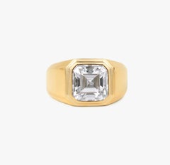 GIA Certified 4ct Asscher-Cut Diamond Men’s Signet Ring in 18K Yellow Gold