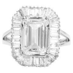 Informe GIA Certificado 4 Quilates G VS Diamante talla esmeralda Anillo de compromiso halo 18k