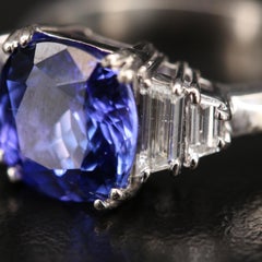 Certified 3 Carat Tanzanite and Diamond White Gold Engagement Ring