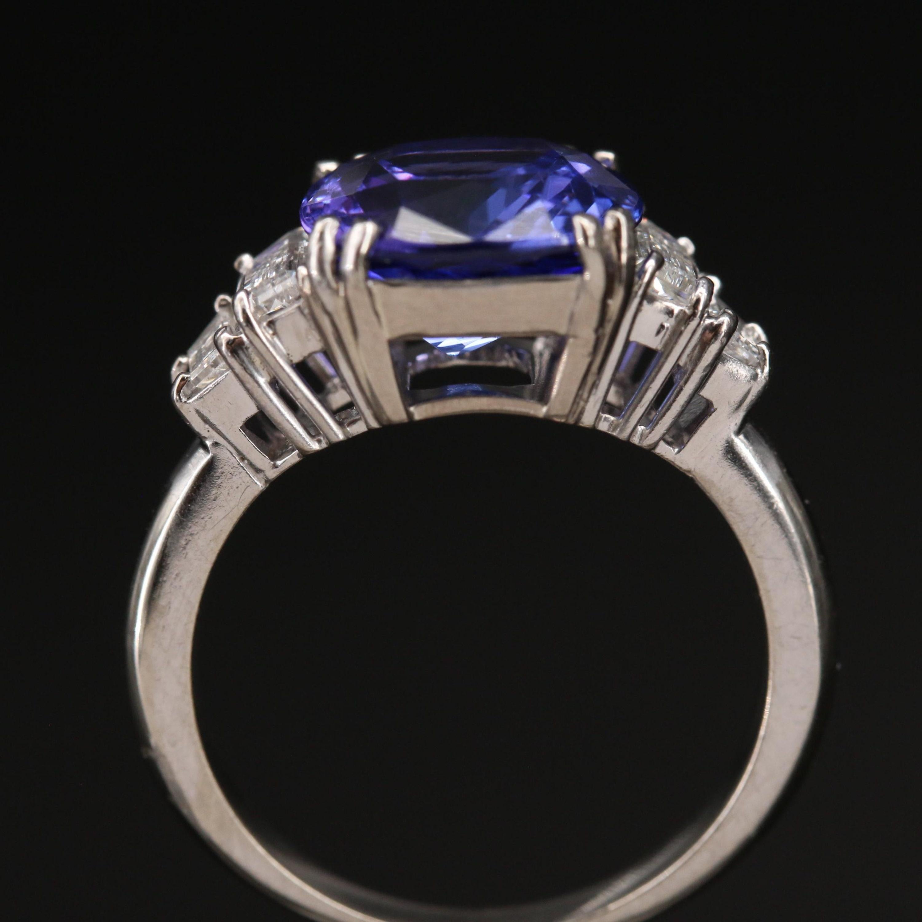 For Sale:  Certified 3 Carat Tanzanite and Diamond White Gold Engagement Ring 5