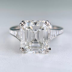 GIA Report Certified 4.09 Emerald Cut Diamond Platinum Engagement Ring