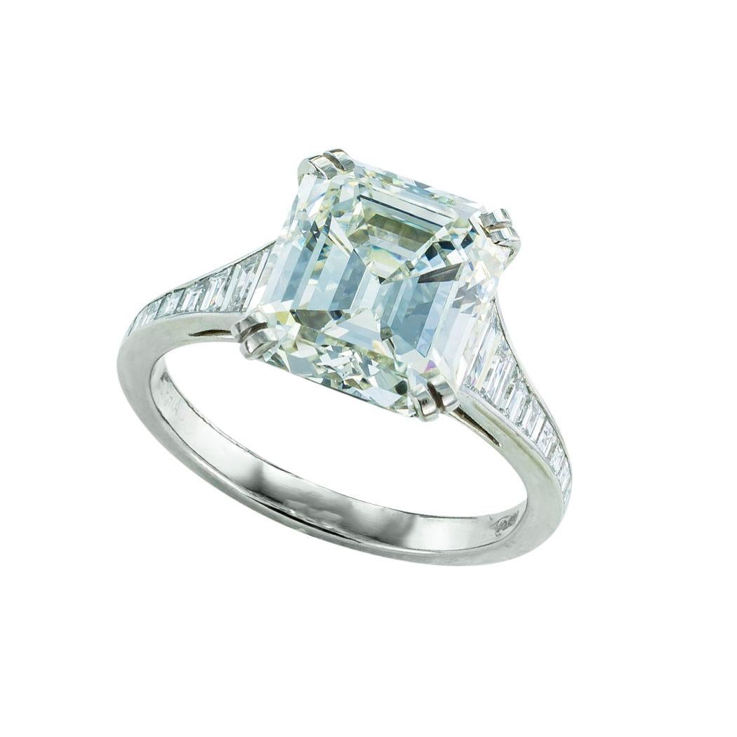 Platin-Verlobungsring mit GIA-Bericht, zertifizierter 4,09 Diamant im Smaragdschliff im Angebot 2