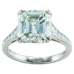 GIA Report Certified 4.09 Emerald Cut Diamond Platinum Engagement Ring