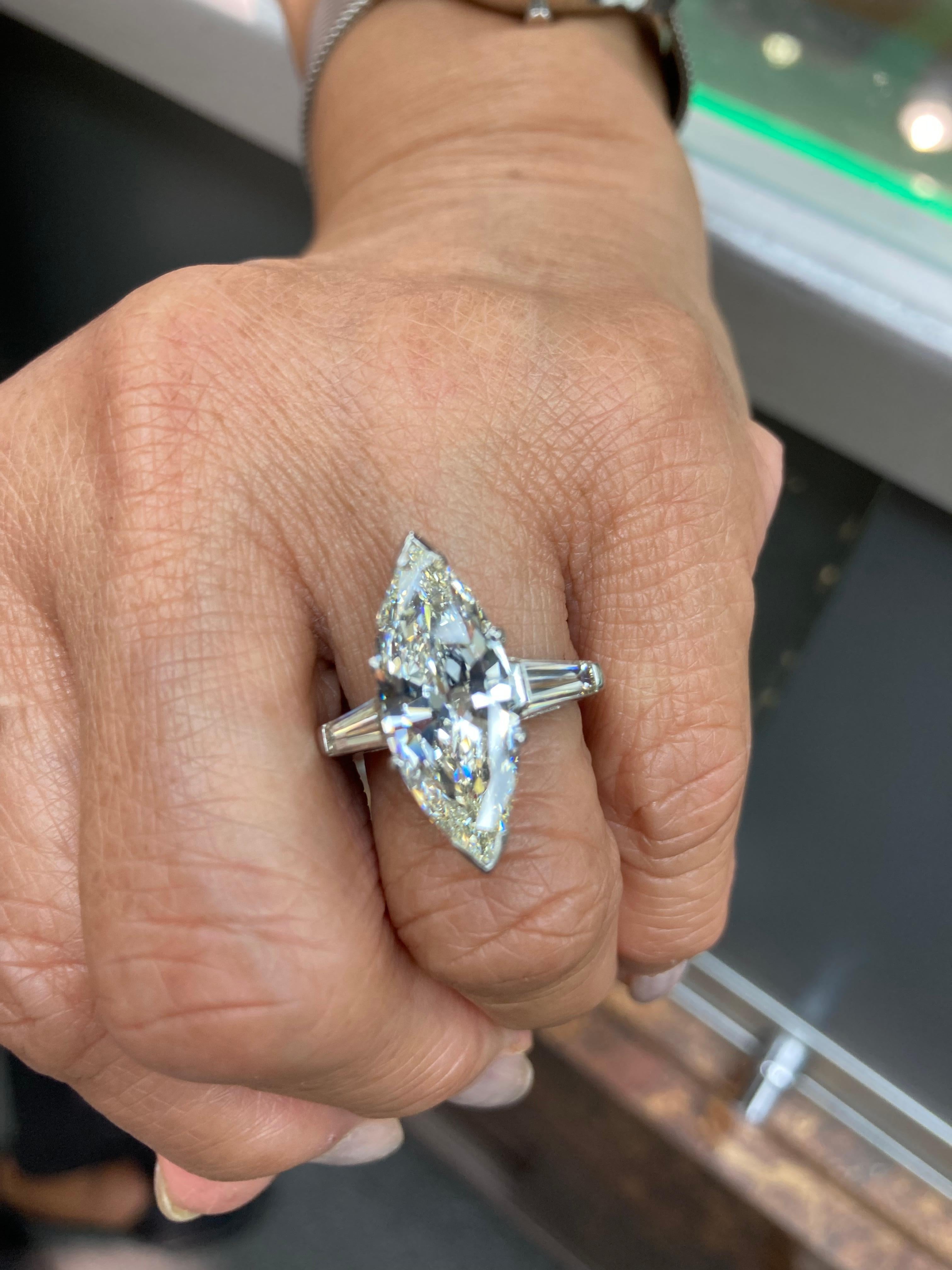 Marquise Cut GIA Report Certified 4.63 Carat Marquise Diamond Platinum Engagement Ring