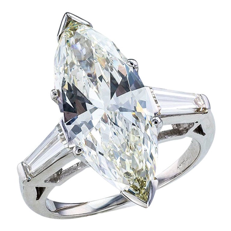 GIA Report Certified 4.63 Carat Marquise Diamond Platinum Engagement Ring